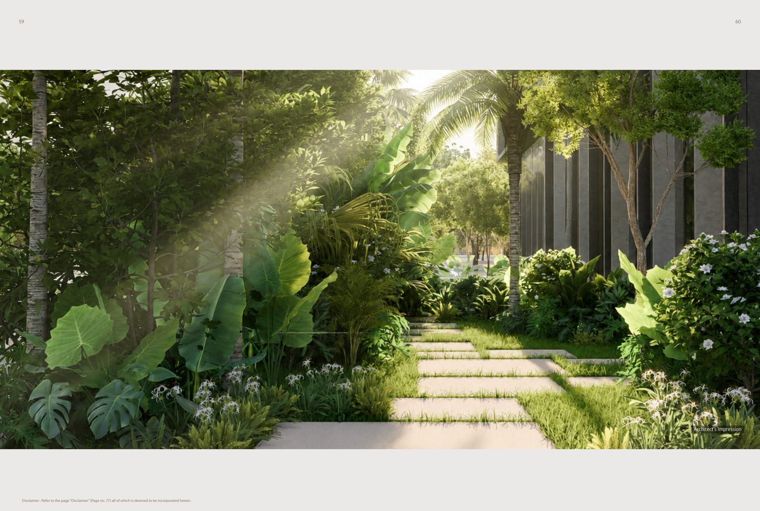 Landscaped garden walk, architect's impression