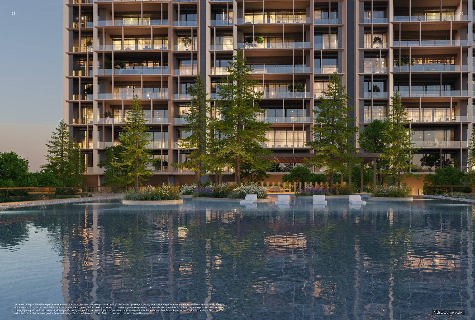 Three Sixty North towers and landscaped water body, architect's impression